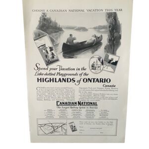 Vintage 1927 Canadian National Highlands of Ontario Ad Advertisement